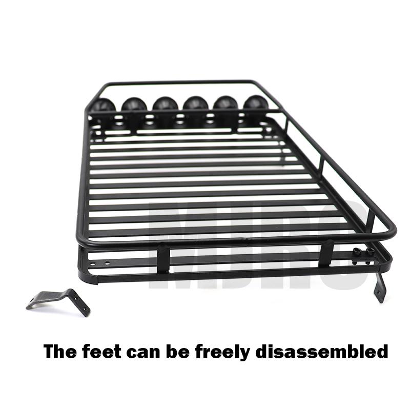 Metal Roof Rack with 4 LED Lights for 1:10 RC Rock Crawler SCX10II 90046 90047 SCX10 D90 Wrangler Trx4 Luggage Rack