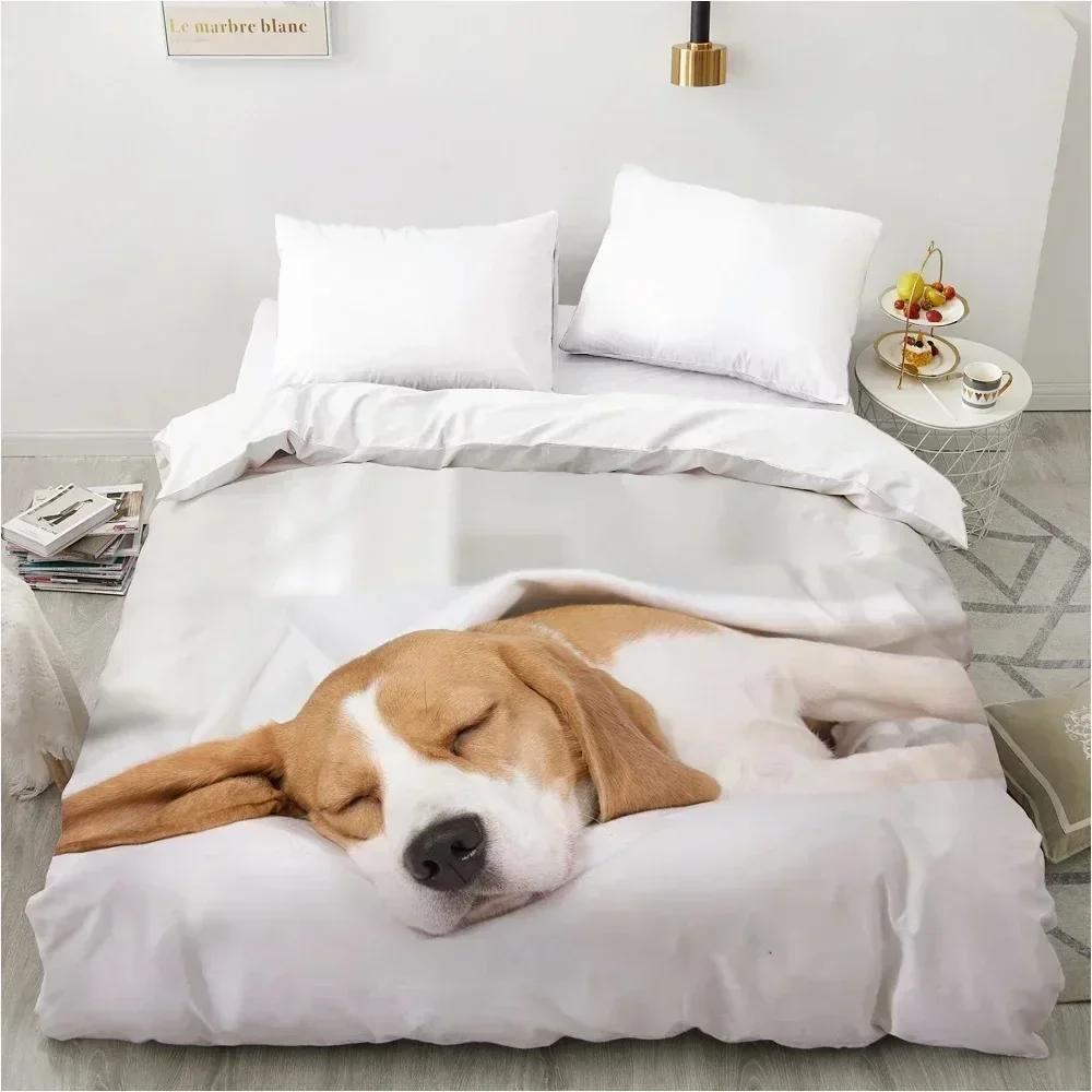 Top 3D Animal Lie Down Dog Pet Bedding Set Duvet Cover Bedroom Comforter Covers Single Twin King Size Quilt Cover Home Textile