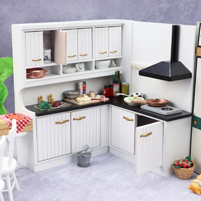 1/12 Scale Dollhouses Miniature Kitchen Furniture Pretend Play for Kids Doll House Furniture Model for Dollhouses