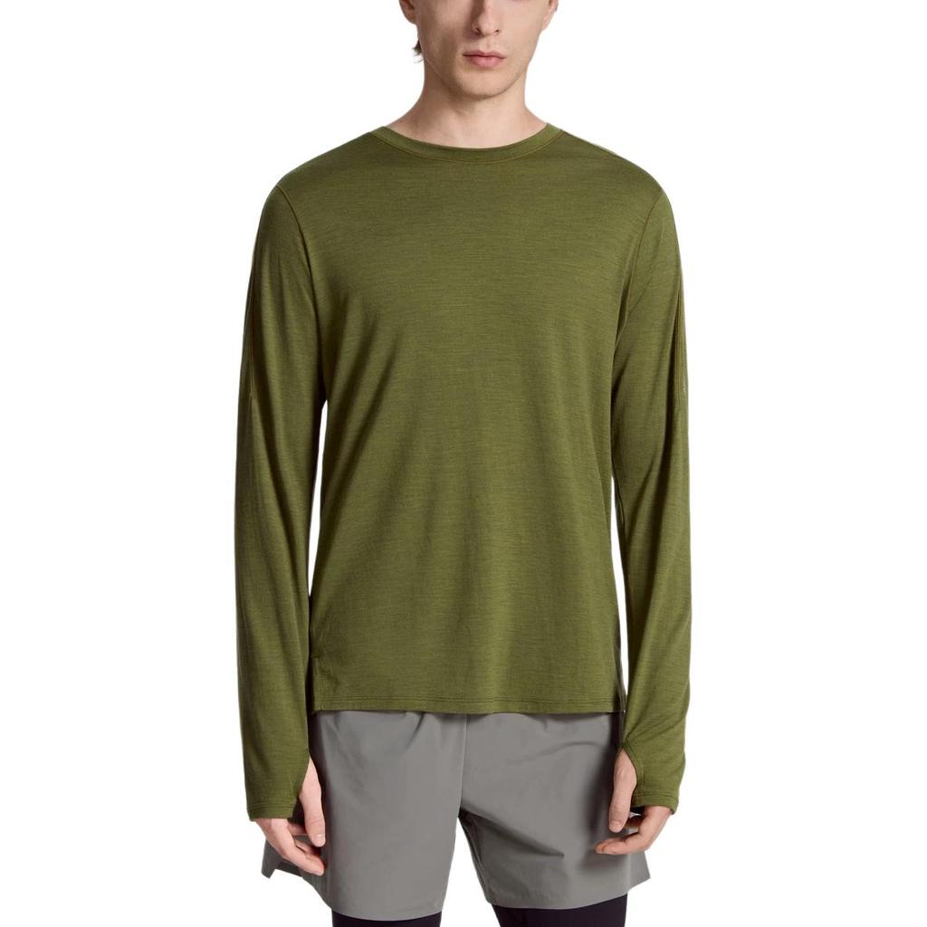Men's T-Shirt SALOMON PL RN PREM WOOL LS Running T-Shirt Men's Olive Branch Green