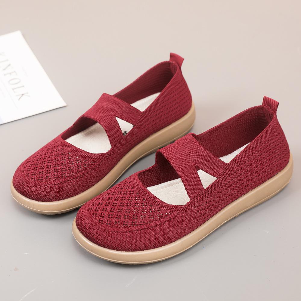 New summer mother shoes soft sole comfortable flat shoes hollow mesh breathable shoes