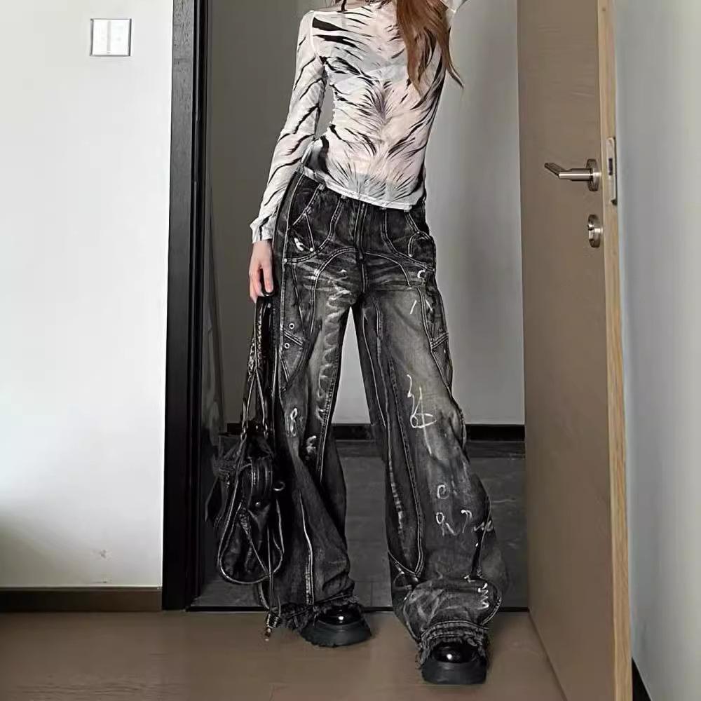 

2024 Retro Tie-Dyed Wide-Leg Jeans for Men & Women L