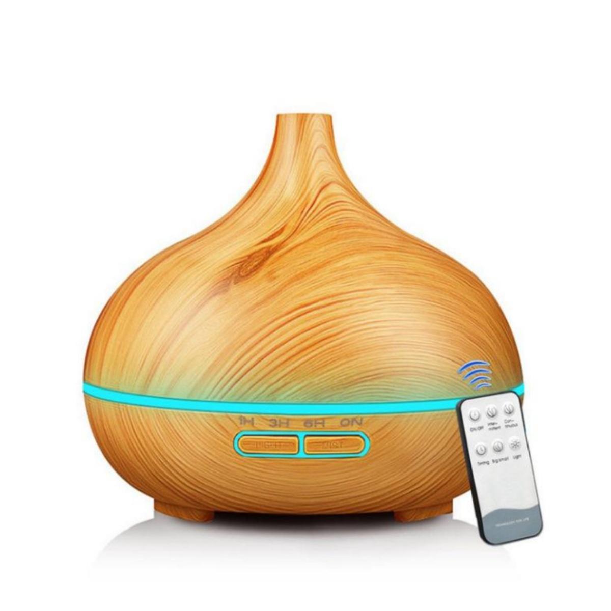 

500 мл арома эфирное масло диффузор древесное зерно увлажнитель воздуха ароматерапия ультразвуковой пульт дистанционного управления цветной свет для дома спальня 5V-USB