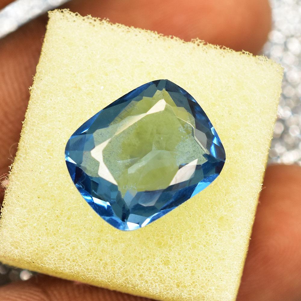 Natural Blue Aquamarine Loose Gemstone Cushion Cut 10.25 Ct for Jewelry Making and Gem Collections