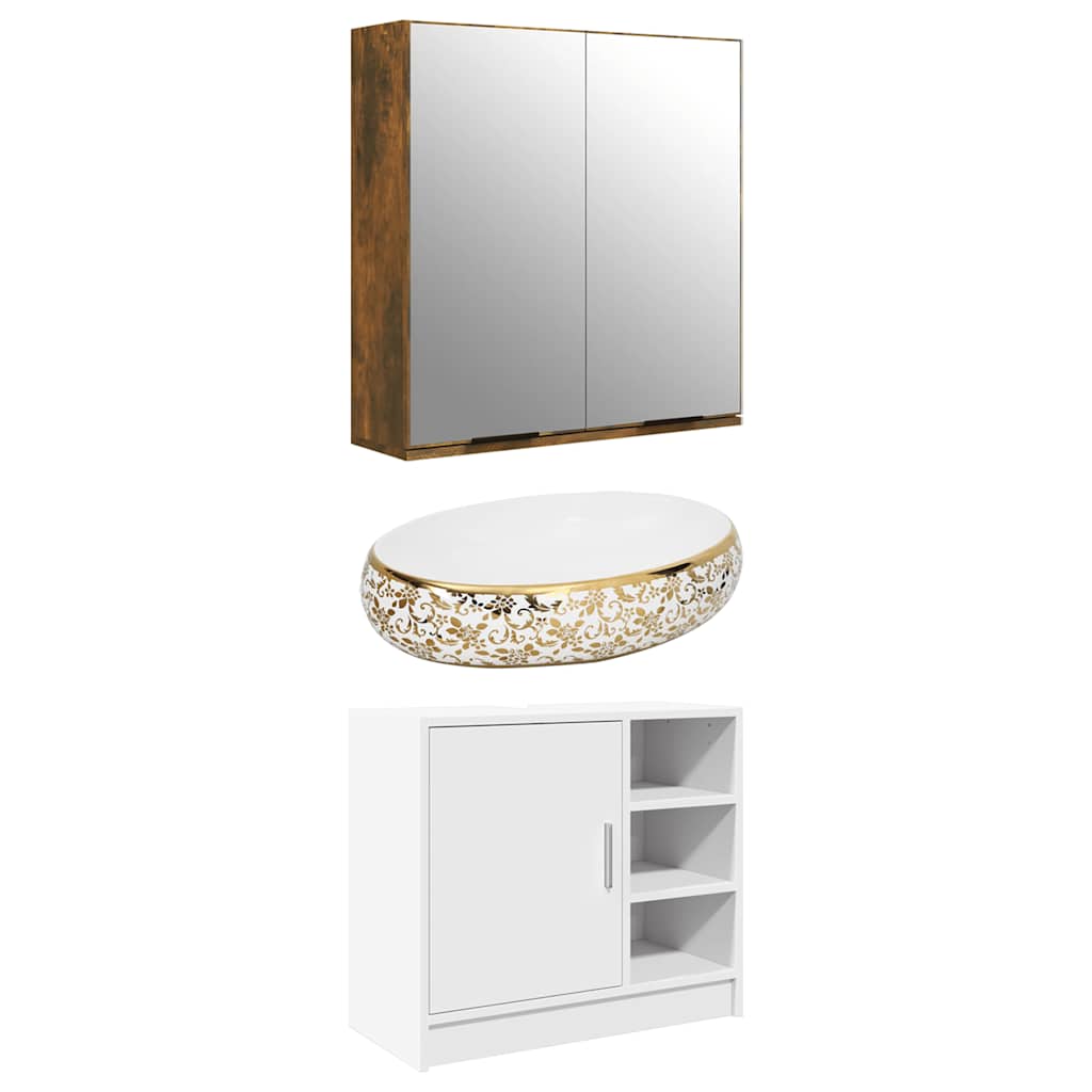 Bathroom Vanity Unit White 63 X 29 X 55 Cm Engineered Wood