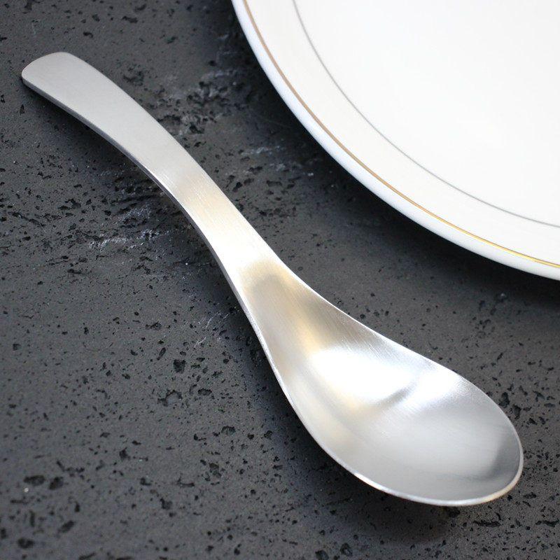 2 Thickened Brushed 304 Stainless Steel Spoons for Home Use, Children's Eating Spoons, Soup Spoons, Long Handle, Deepened Round Head Spoons