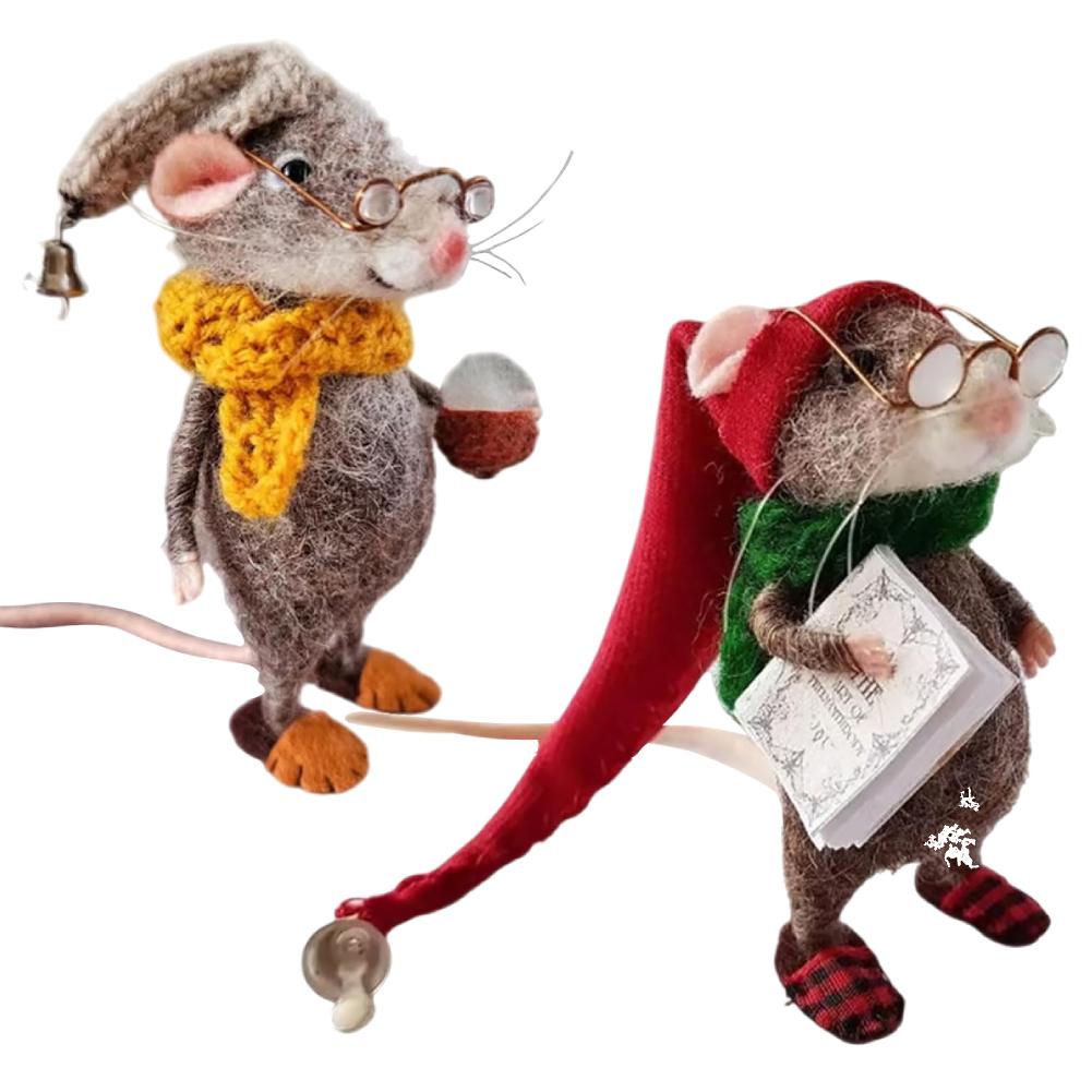 Mouse Doll Christmas Needle Felted Mouse Needle Felted Craft Decorations Mouse Handmade Wool Felted Only Material Package.