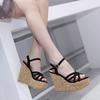 Fashion 13cm Super High Heels Narrow Band Gladiator Sandals Women Ankle Strap Platform Sandalias Mujer 2025 Summer Wedges Shoes Women