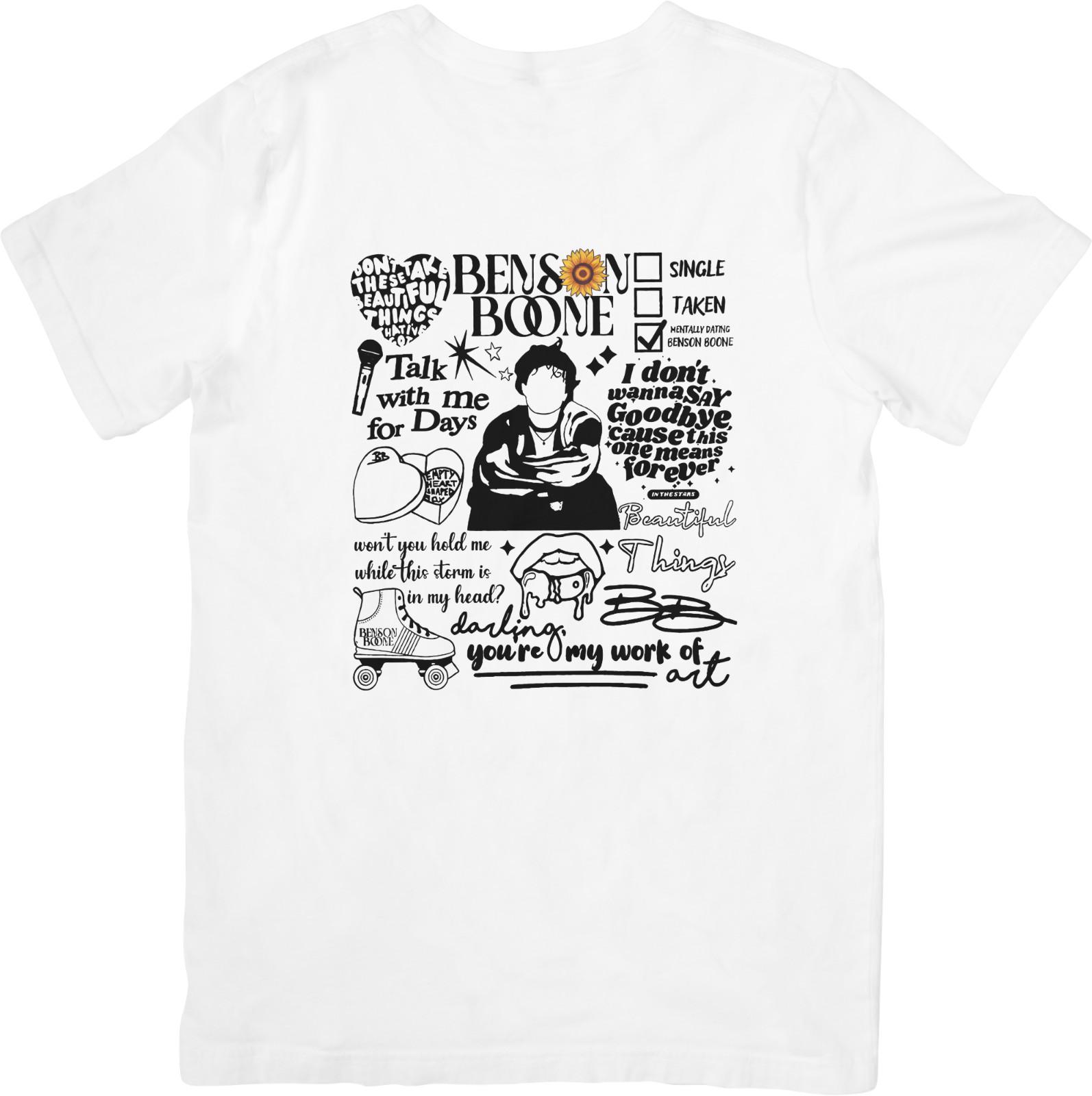 Benson Boone Music Fit for Men  Women Quality Cotton T-Shirt White. XXXL