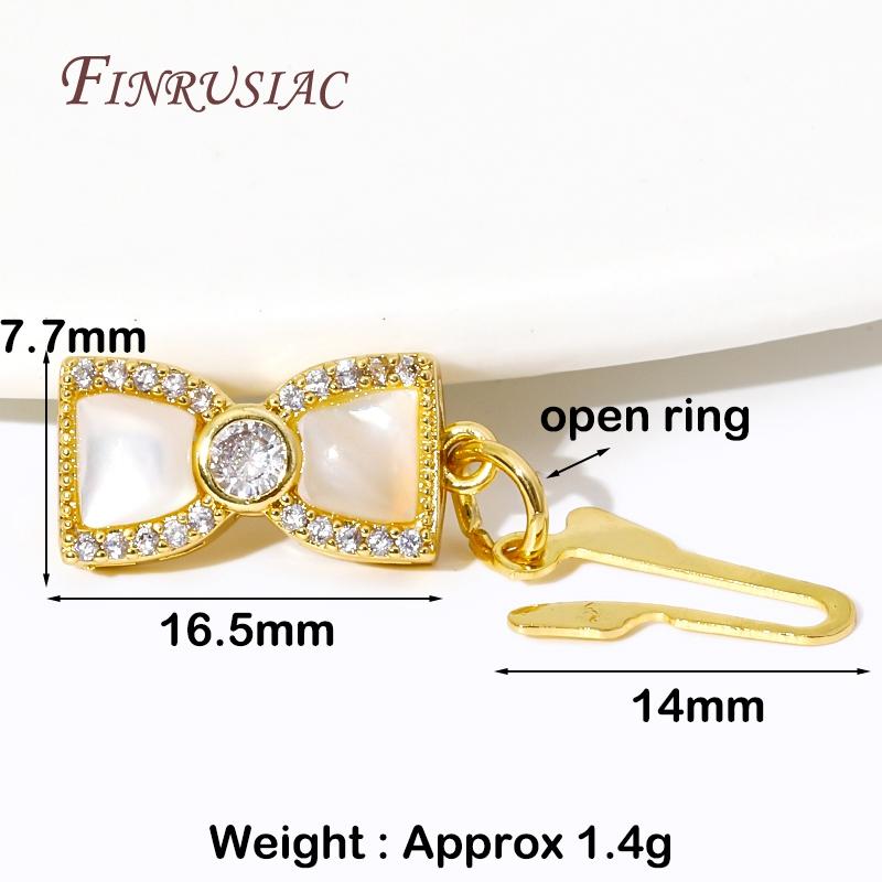 

18K Gold Plated Natural Shells Zircon Bowknot Connecting Clasps Pearl Necklace Clasp DIY Needlework Bracelet Jewelry Making 1 Piece