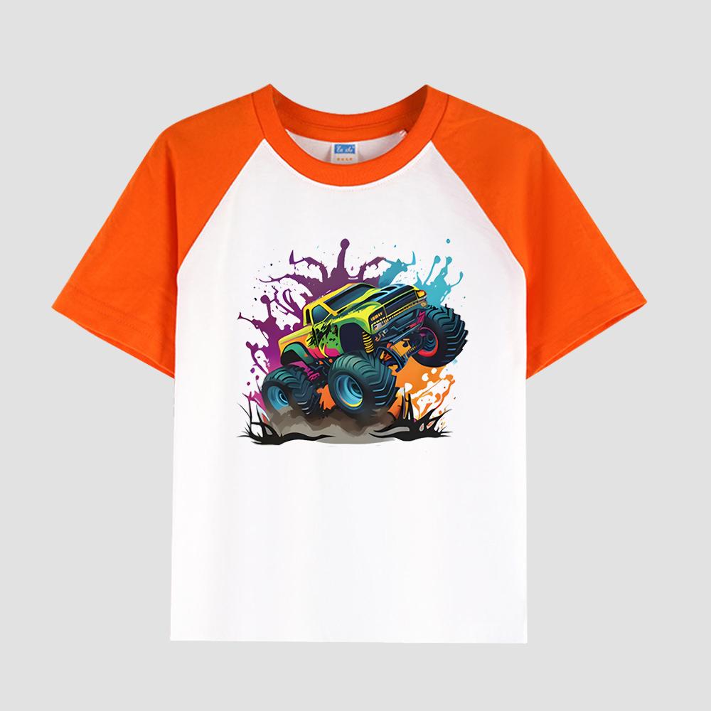 

Детская футболка с коротким рукавом, вставным плечом, круглым вырезом, хлопковая ткань, стильный повседневный топ для мальчиков на лето 150cm