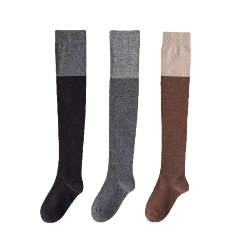 Damen Herbst-Oberschenkelstrümpfe Sind Trendige und Schlankmachende Beinstrümpfe. Winter Color-blocking Knielang Einfach und Lässig Baumwollsocken