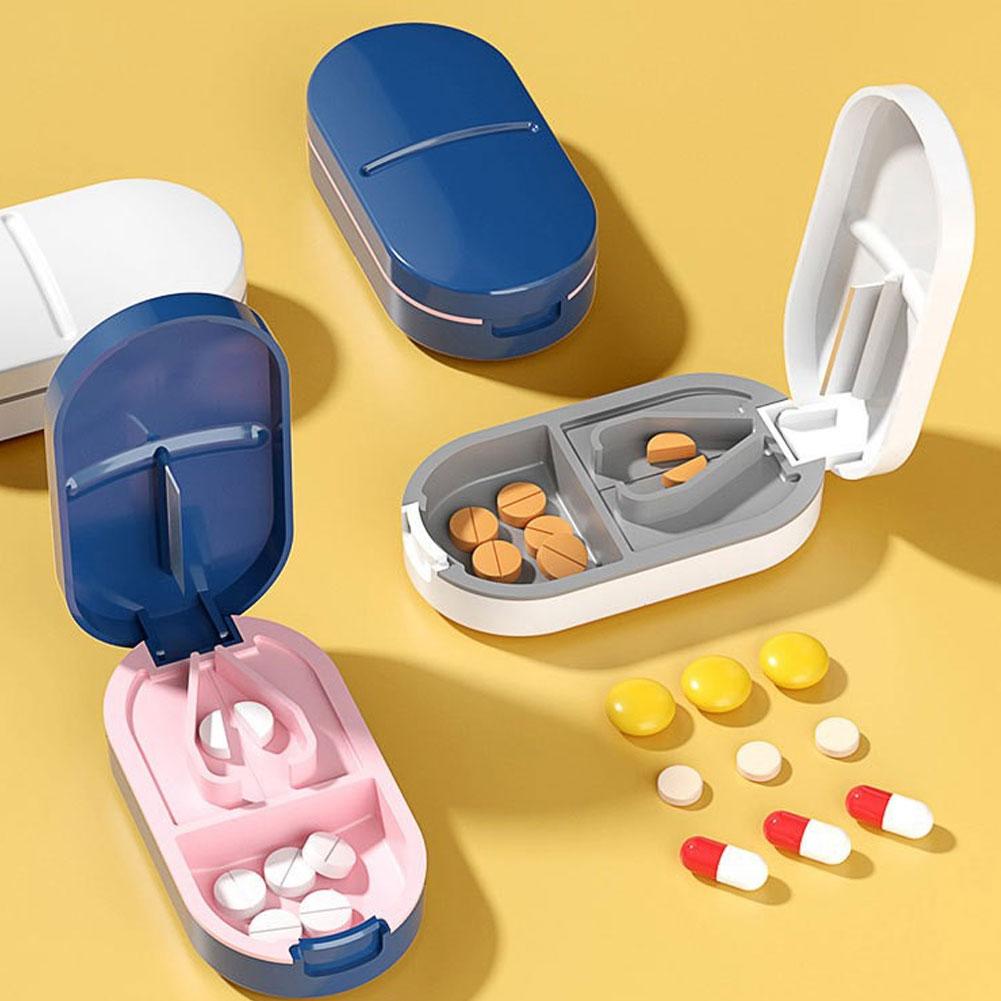 Portable Multiple Pill Cutter with Storage Box Pill Crusher Adjustable Pill Splitter Stainless Steel Cutting Blade