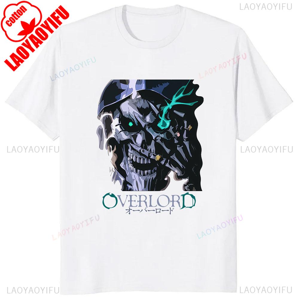 Skull Anime Overlord Ainz Ooal Gown Graphic Tshirt Japan Harajuku Style Short Sleeve Man Tshirt Hip Hop Y2K Cotton Women Tees