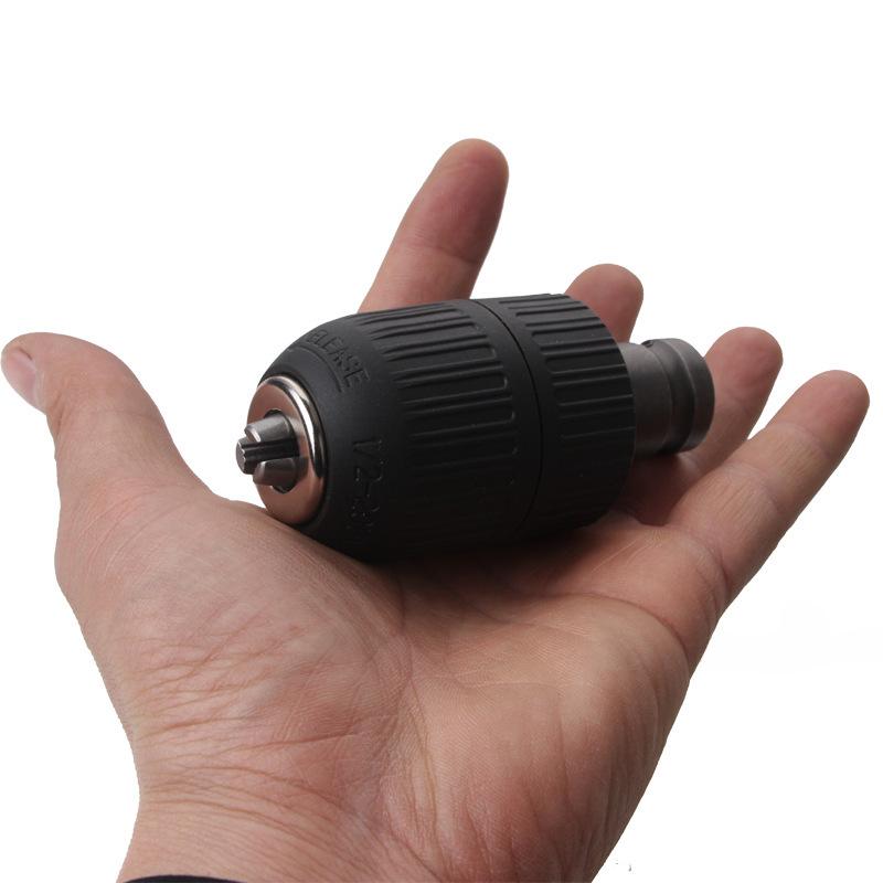 Electric Drill Hand-Tight Chuck Adapter: 1/2" Converter for Electric Wrenches, 2-13mm Capacity, Three-Jaw Design.