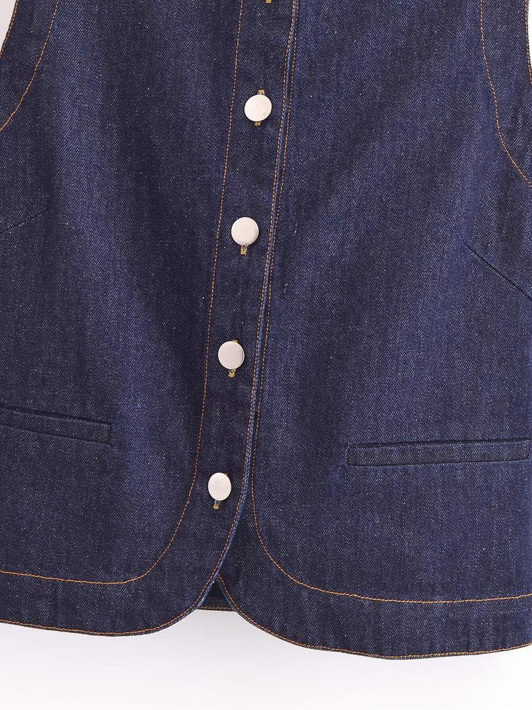 2025 Women's Spring Fashion: European-American Style Denim Vest & Long Pants Set