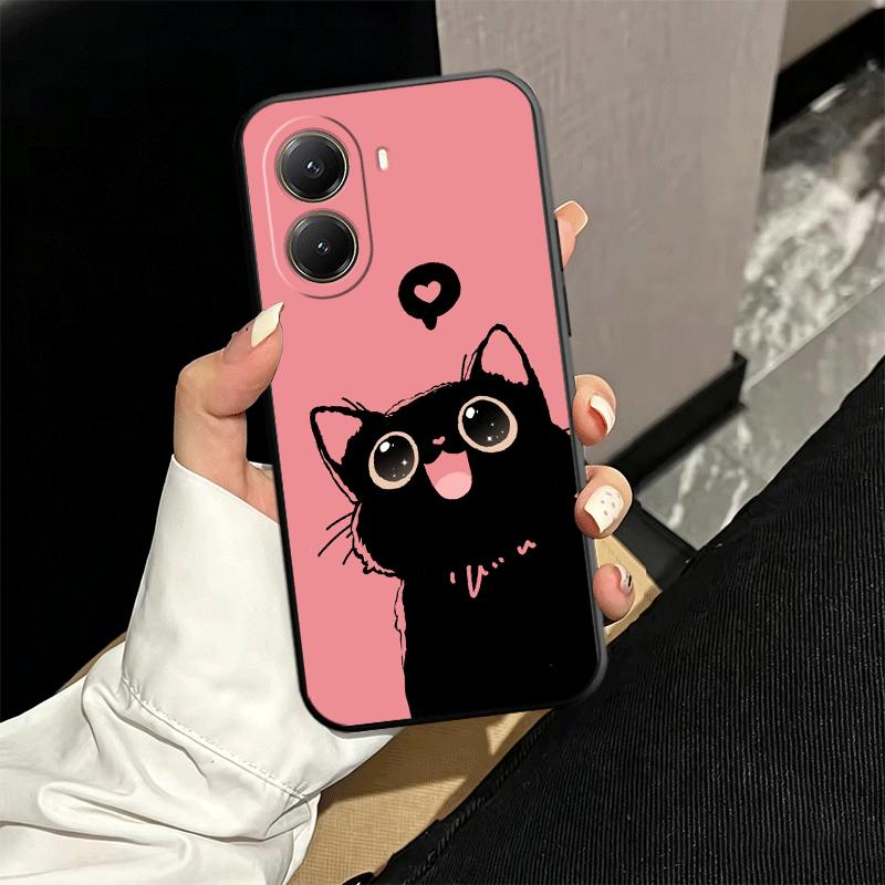 Black Cat Cartoon Cute Soft Phone Case for Xiaomi Poco X5 X6 X7 X8 Pro Max X3 F7 F8 Ultra M8 M7 M6 M5 Redmi 15 15C 14C 13C 12C X