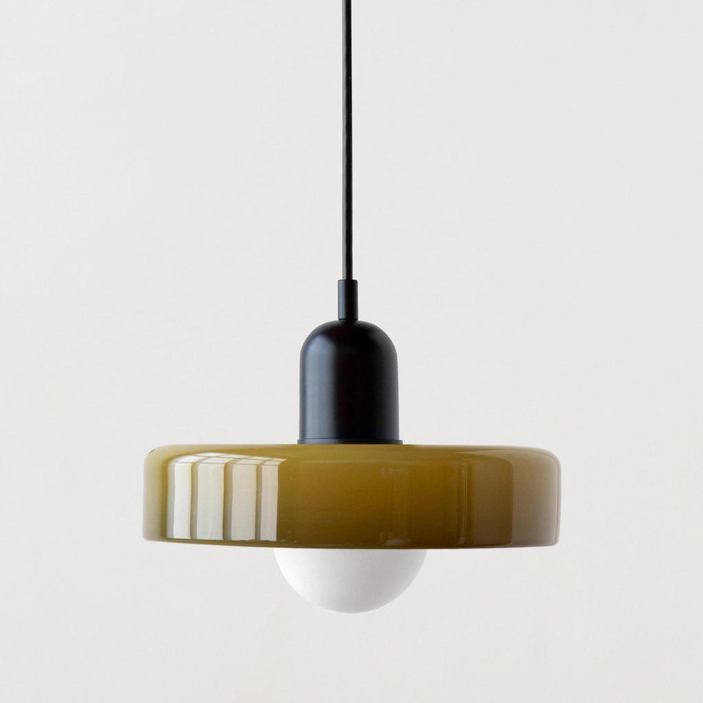 Danish Mid-Century Cream Green Retro Glass Chandelier for Restaurants & Bars