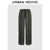 UR2025 Women's Striped Elastic Waist Drawstring Straight Leg Pants