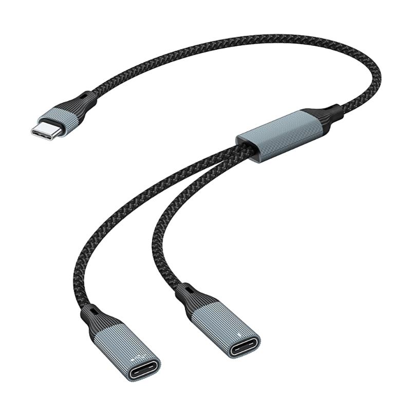 Type C Splitter Cable with 60W Charging and 480Mbps Data Transfer for Phones Tablets Laptops and More