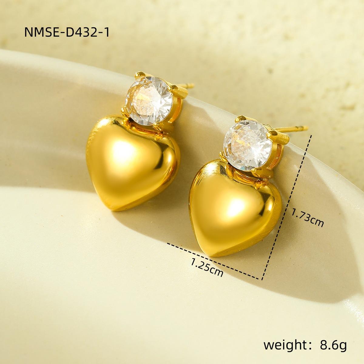 GEMCHIC Women s Titanium Steel Love Heart Zircon Stud Earrings Stainless Steel Fashion Jewelry