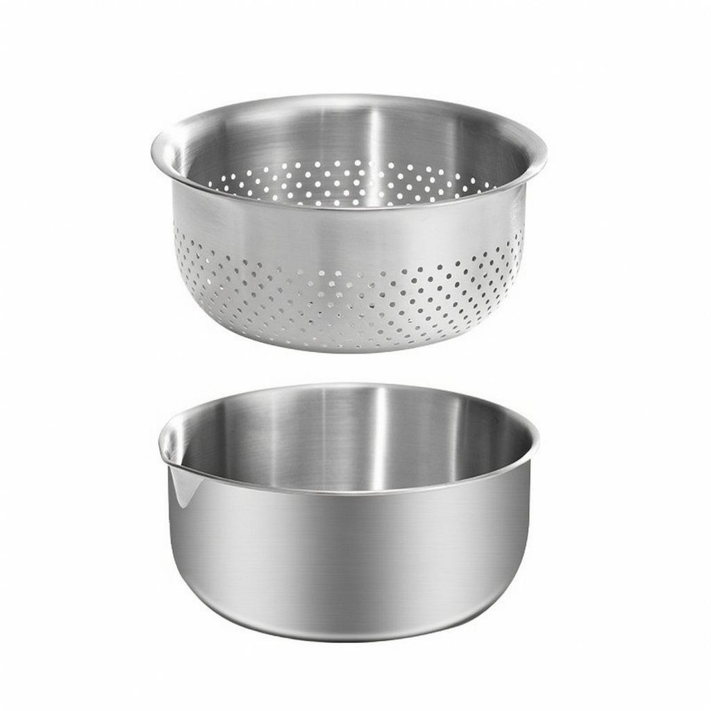 2 Pieces Stainless Steel Colander with Solid Bowl Nested Kitchenware Practical