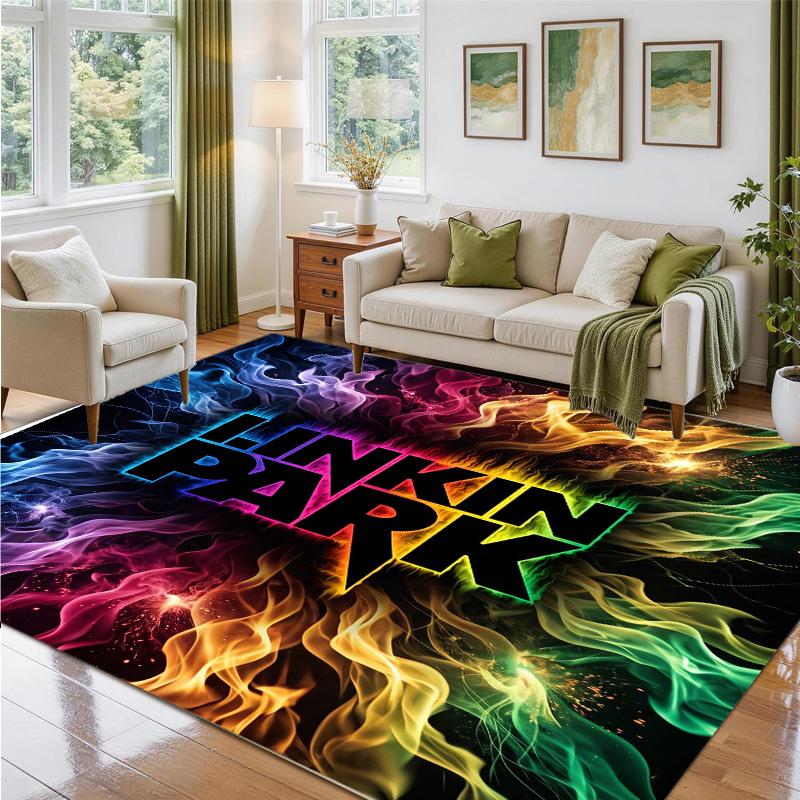 Linkin Park Design Crystal Velvet Rug Soft Decorative Mat for Bedroom Entrance