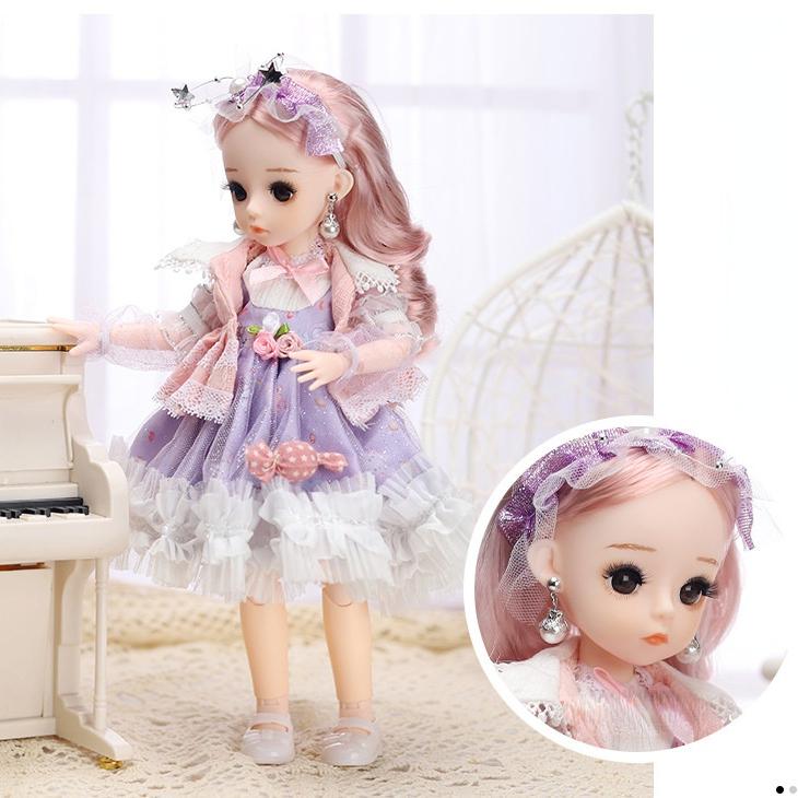 30CM Mini Bewegliche 21 Gelenk Puppe Mädchen Spielzeug 3D Große Augen BJD Prinzessin Volle Outfits Kleider Sammlung Kinder puppe Geschenk