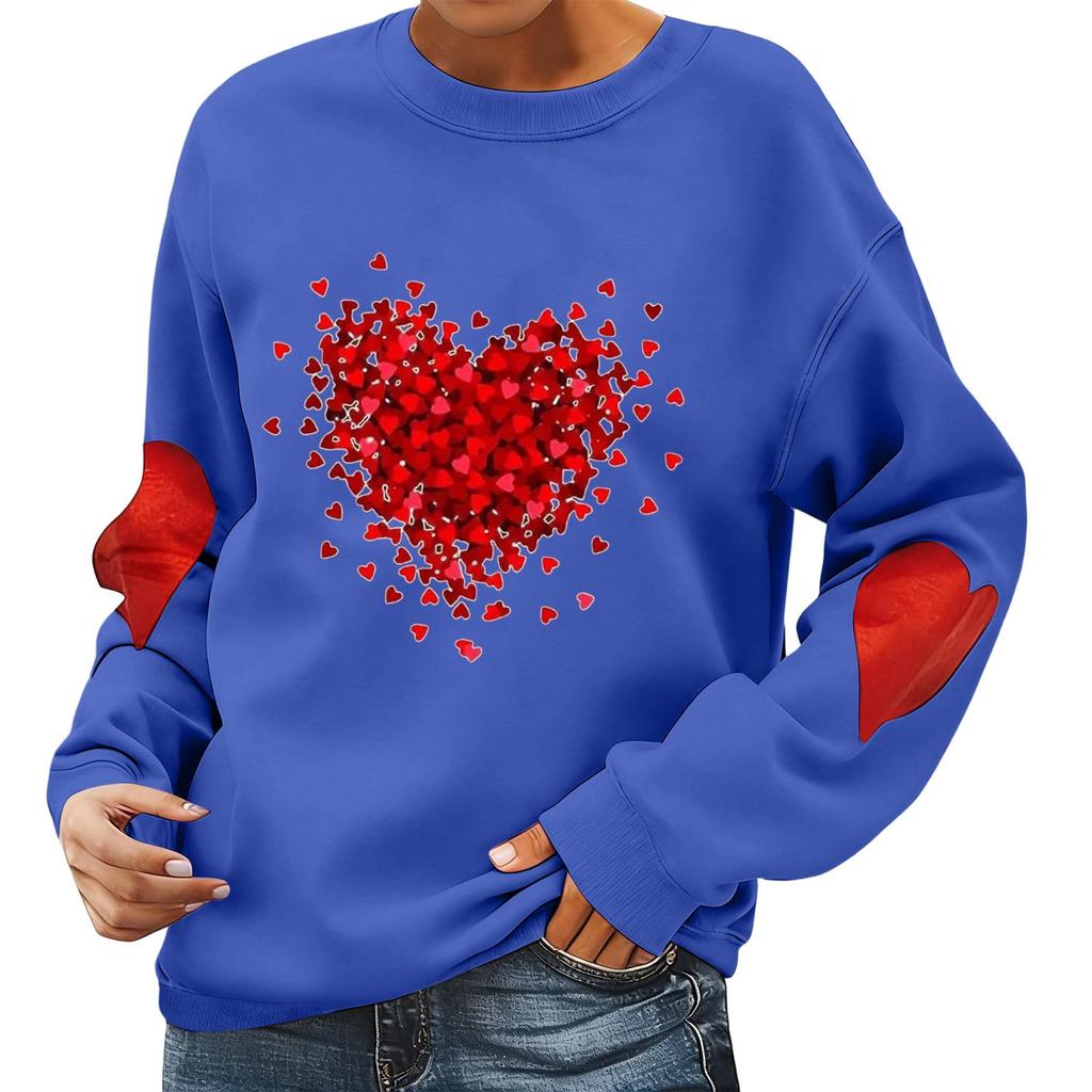 Ladies' Valentine's Day Printed Casual Long Sleeved Sports Hoodie Top
