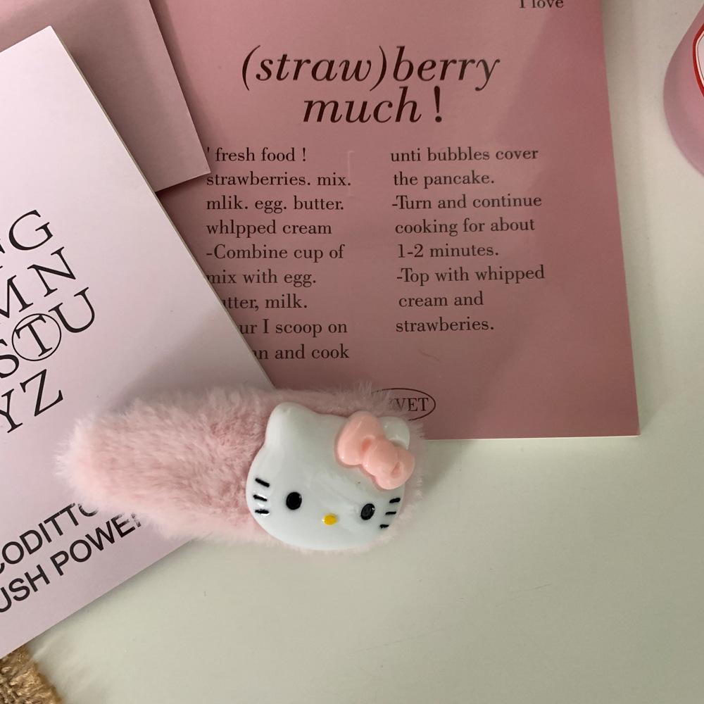 

Розовая мультяшная заколка для волос в виде кошки для девочек - Милая плюшевая заколка для боковых прядей BB Clip