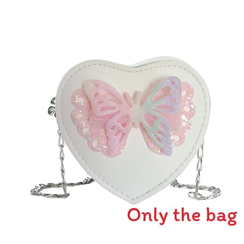 Butterfly Out Hollow Decoration Heartshaped Leather Children Shoulder Bag
