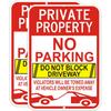 2 Pack Large No Parking Sign, Private Property Sign, Do Not Block Driveway Sign,Violators Will Be Towed Away At Vehicle Owner's Expense, 18" X 12"
