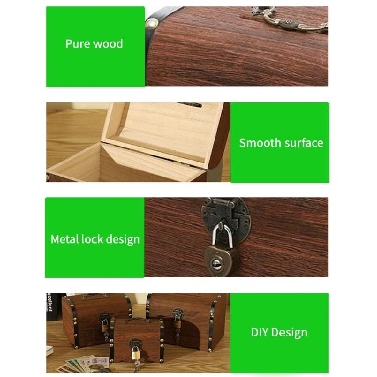Decorative Locking Wooden Coin Saver Bucolic Treasure Box For Home Office Kids Bedroom Storage Accessories