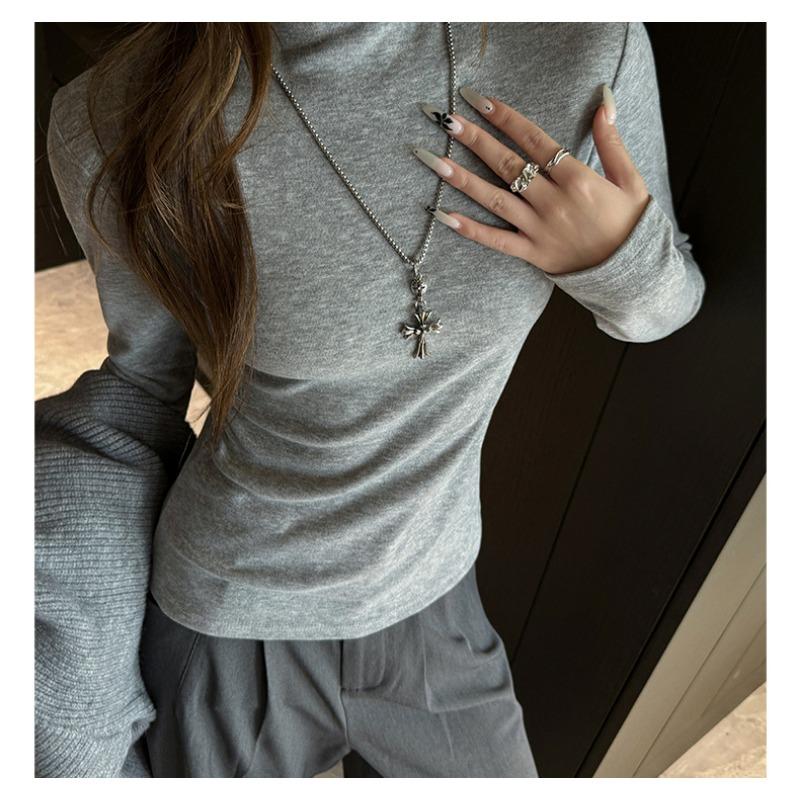 Women S Slim Fit Long Sleeve Turtleneck Base Top Versatile Casual Outerwear