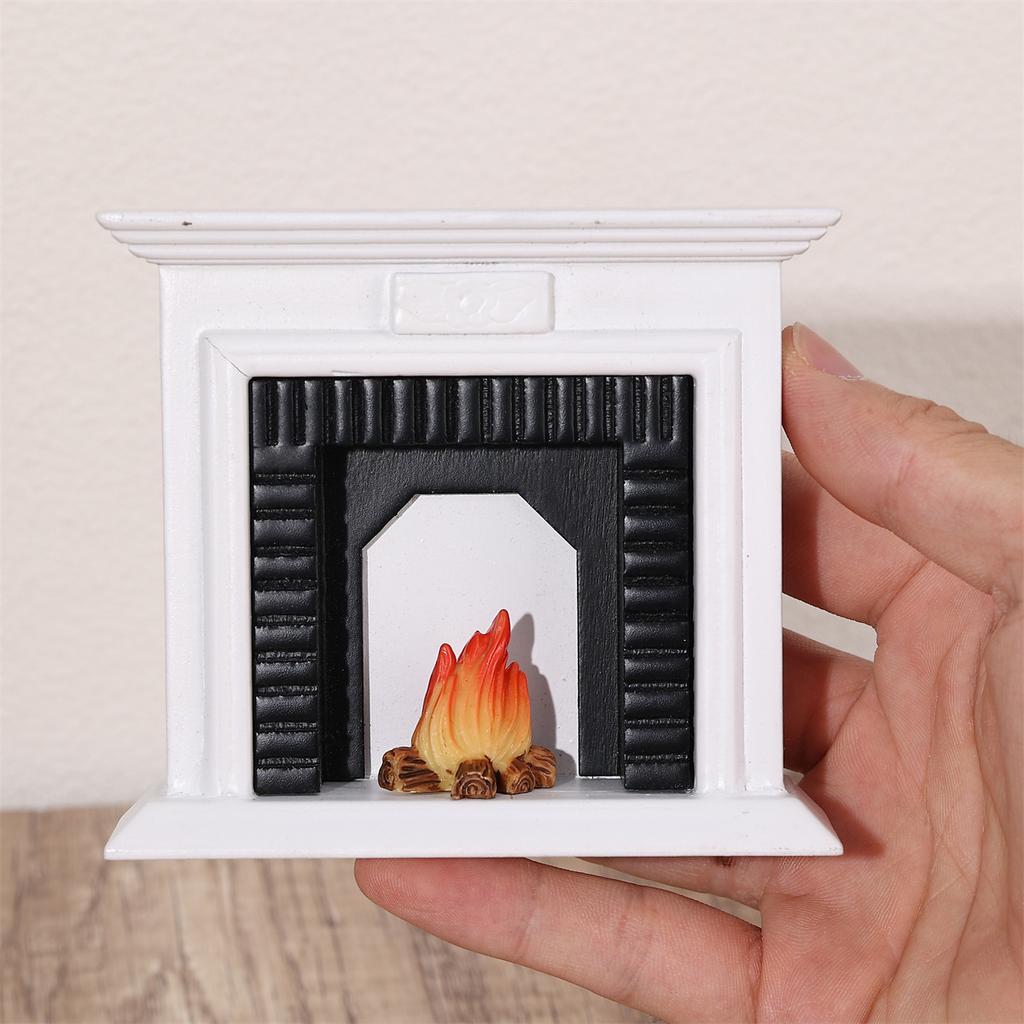 1Pcs Dollhouse Miniature Simulation Furniture Vintage Natural Wooden Fireplace Model Home Creative Adornment Decoration