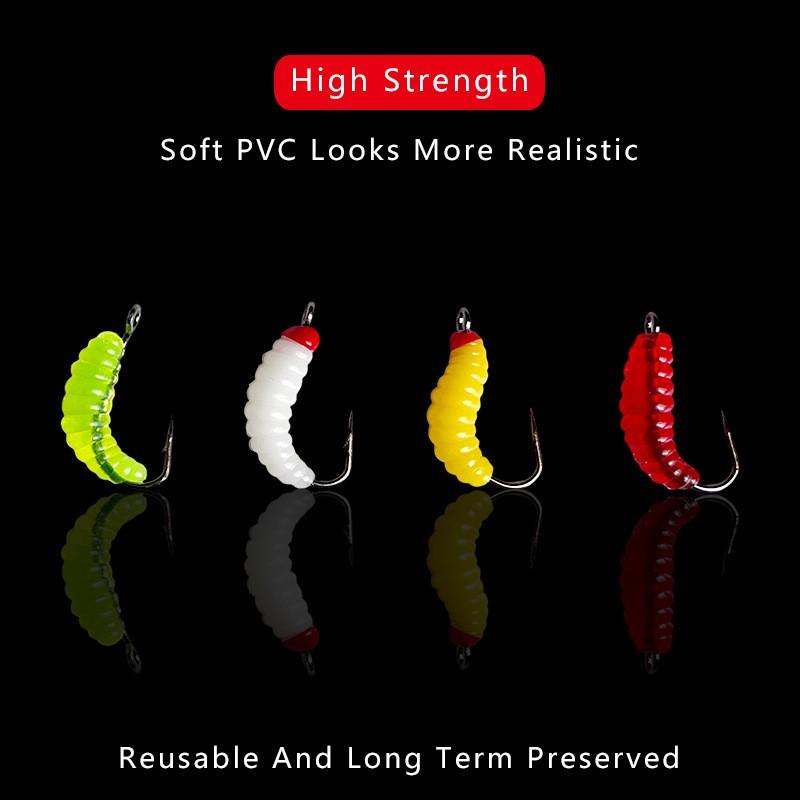 100pcs Soft Plastic Worm Fishing Lures Assorted Sizes Tail Curling Grub Baits Bass Pike Perch