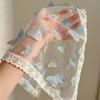 Elegant Floral Cotton Head Scarf Soft Wrap Printing Hair Scarf Vintage Lace Triangle Scarf  Beach
