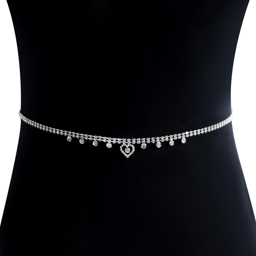 European and American Jewelry, Beach Wind Full Diamond Love Waist Chain Women, Sexy Fashion High-end Single-layer Body Chain