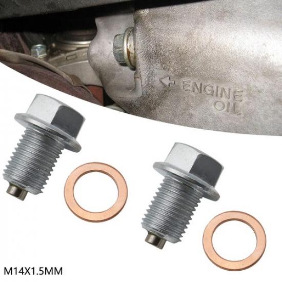 M14x15mm Car Engine Magnetic Oil Drain Plug Screw Nut Bolt Sumps Universal 2x