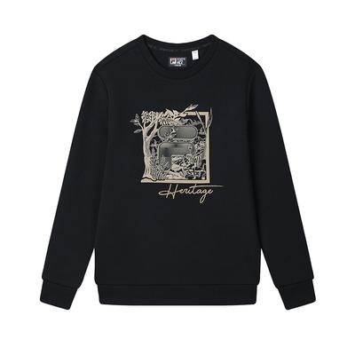 Fila Heritage Series Round Neck Letter Print Comfortable Long Sleeve Sweatshirt Men Sweatshirt Black F11M518208F-BK