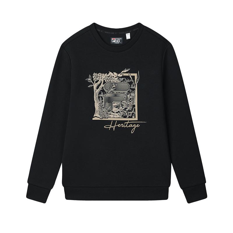 

Fila Серия Heritage Толстовка мужская с круглым вырезом и принтом букв, удобная, с длинным рукавом, черная F11M518208F-BK L