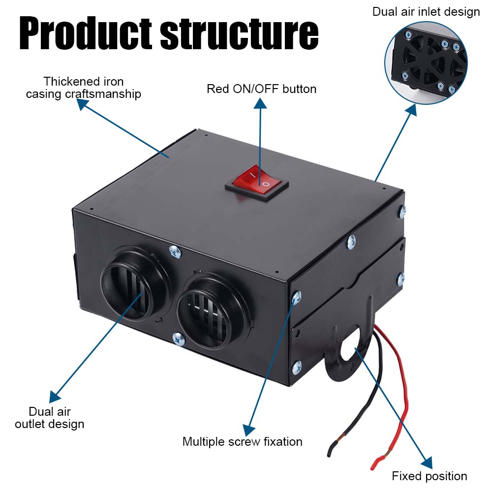 12V 500W Car Heater Vehicle Heating Auxiliary Portable Car Heater Compact Defroster Demister Auto Van Heating Air Heater
