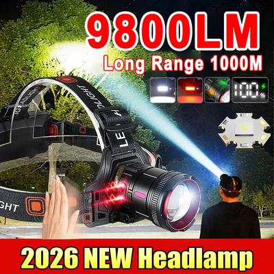 NEUE Starke Bewegungssensor-Stirnlampe Ultrahelle Stirnlampe Starkes Licht 1000M Wiederaufladbare Stirnlampe Angel-Laterne