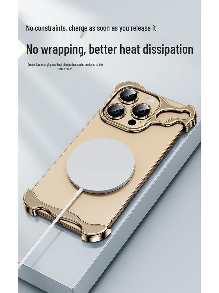iPhone 16/17 Pro Max Air Irregular Metal Border Protective Case with Heat Dissipation