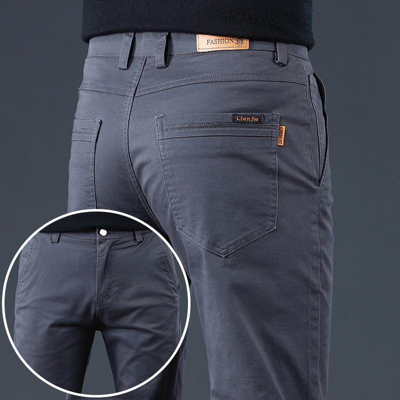 Herren Herbst Baumwolle Slim Fit Stretch Hose 34 gray