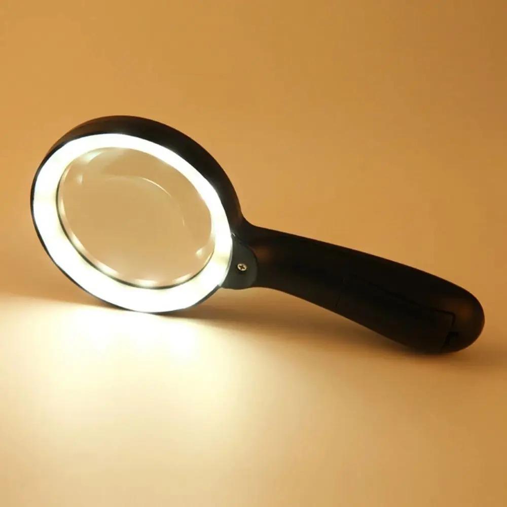 Professional 10X Magnifier for Jewelry Reading and Watch Repair with 12 LED Lights Handheld HD Magnifying Glass
