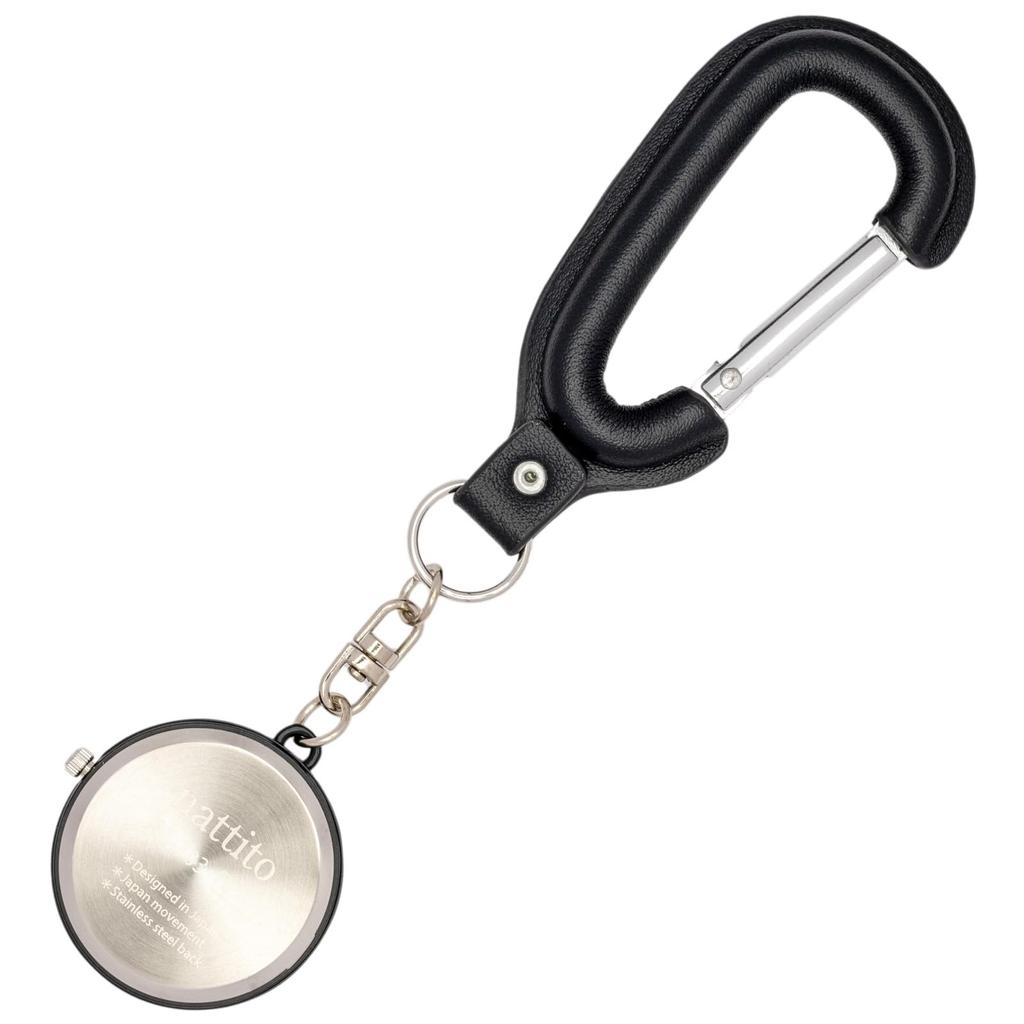 Fieldwork Women's Analog Pocket Watch with Carabiner, Leather Strap, Luminous Hands, and Luminous Dial, Coda Black, ST303-5