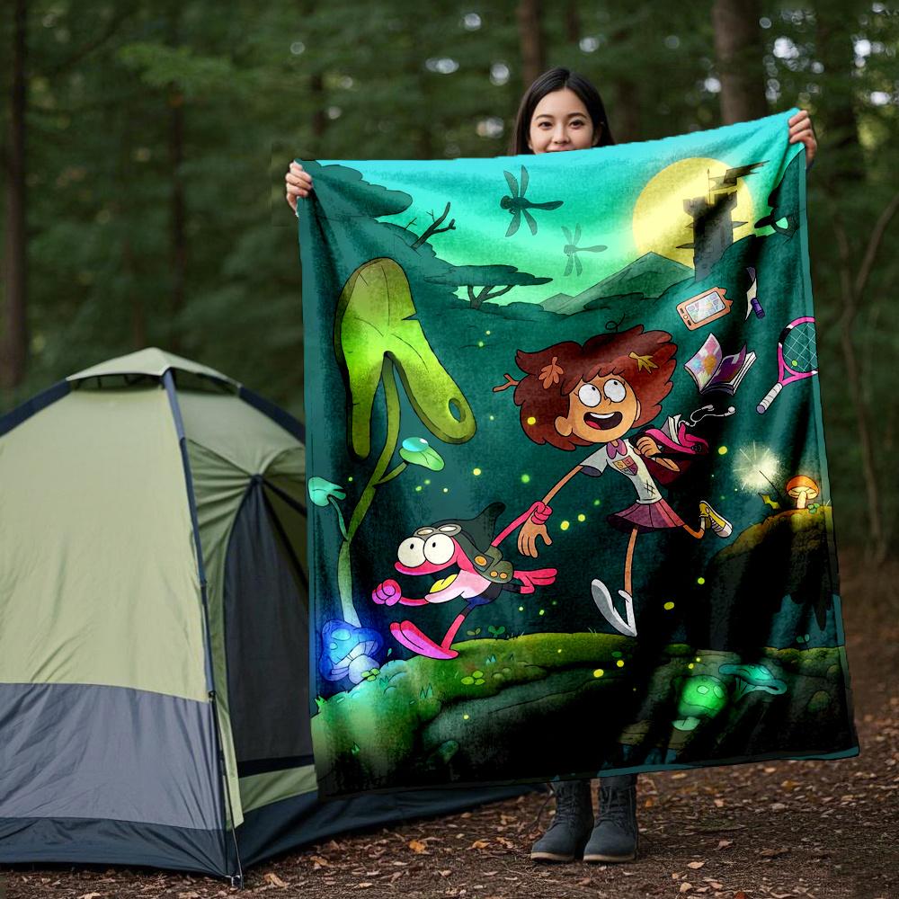 1pc, Amphibia Anne Boonchuy and Sprig Plantar Blanket, Seasonal Home Decorative Throw Blanket, Living Room, Outdoor, Travel, Camping, Car Blankets, Be
