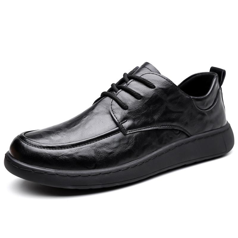 Fashion Big Size Spring New Men's Business Casual Leather Shoes High Quality Soft Soled Shoes for Man Fashion Black Lace Loafers Male