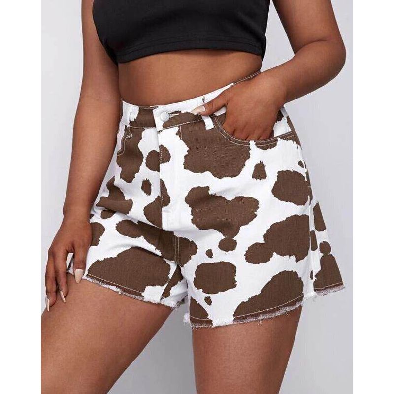

Прямые джинсы с принтом, свободного кроя, с высокой талией Brown Shorts XXL